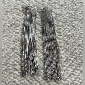 Oversized Rhinestone Tassel Earrings